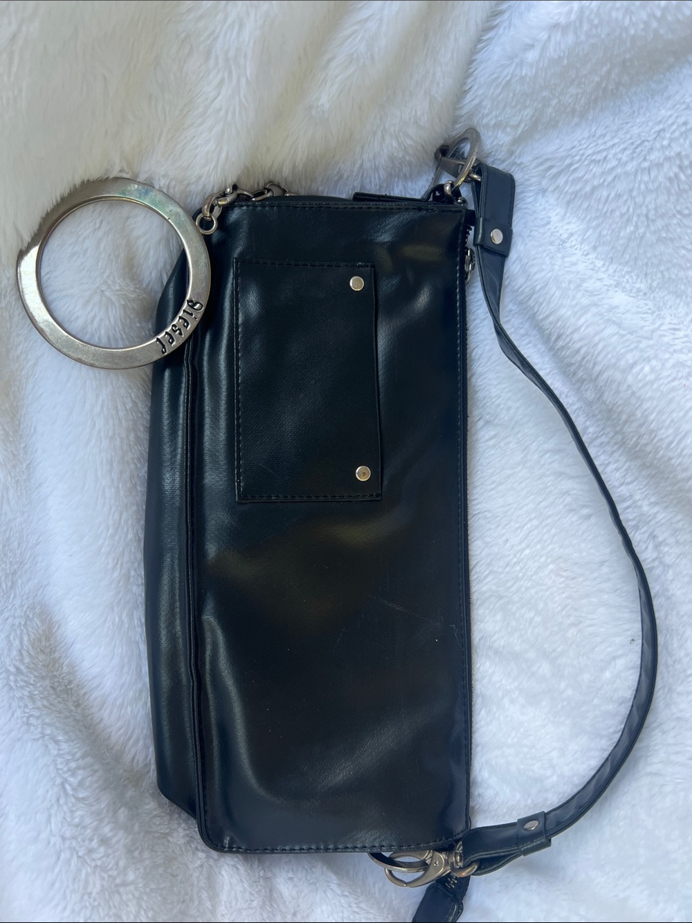 Diesel Classic Black Leather Wristlet Crossbody Bag